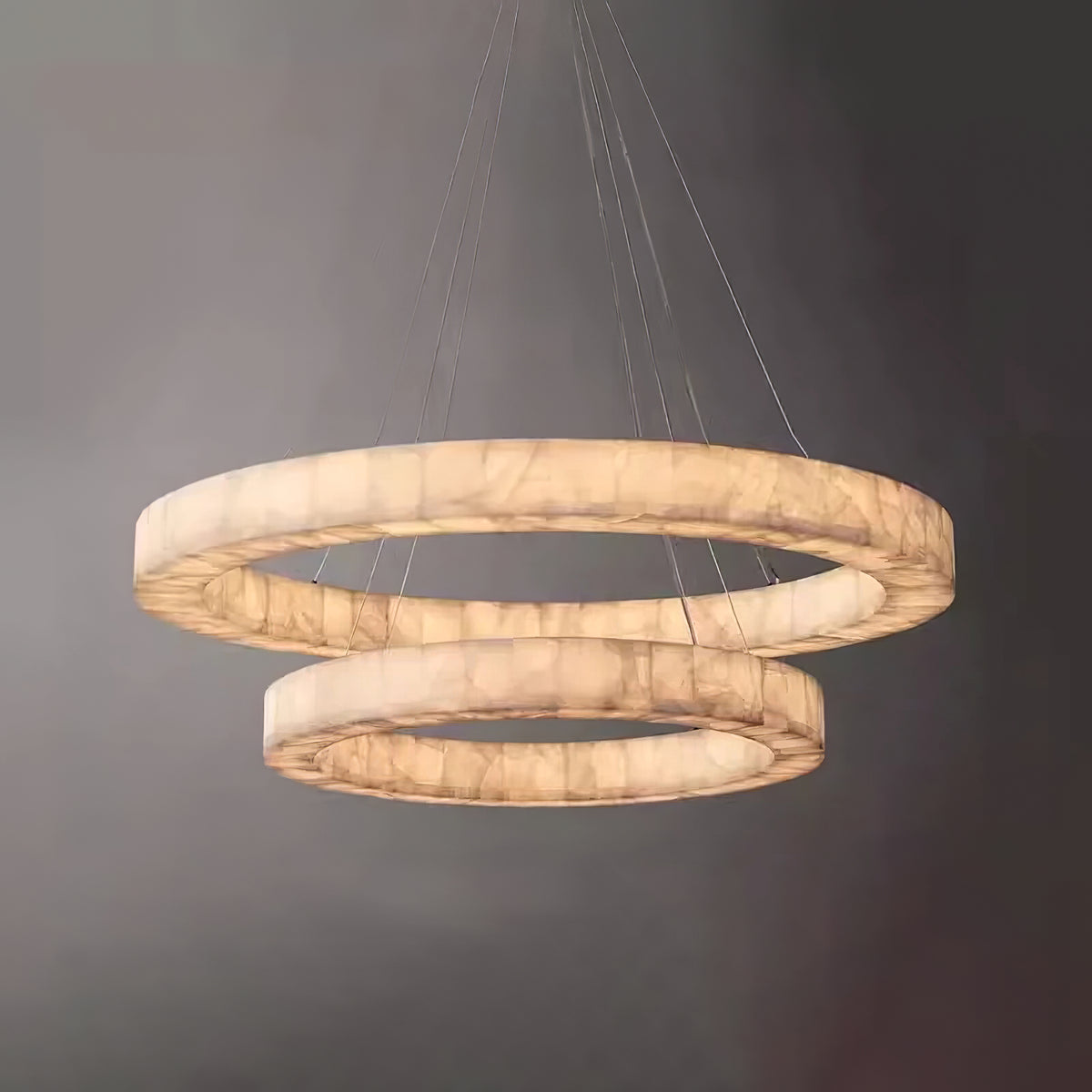 Triple Ring Alabaster Pendant Light - view 27 | Liootrlamp