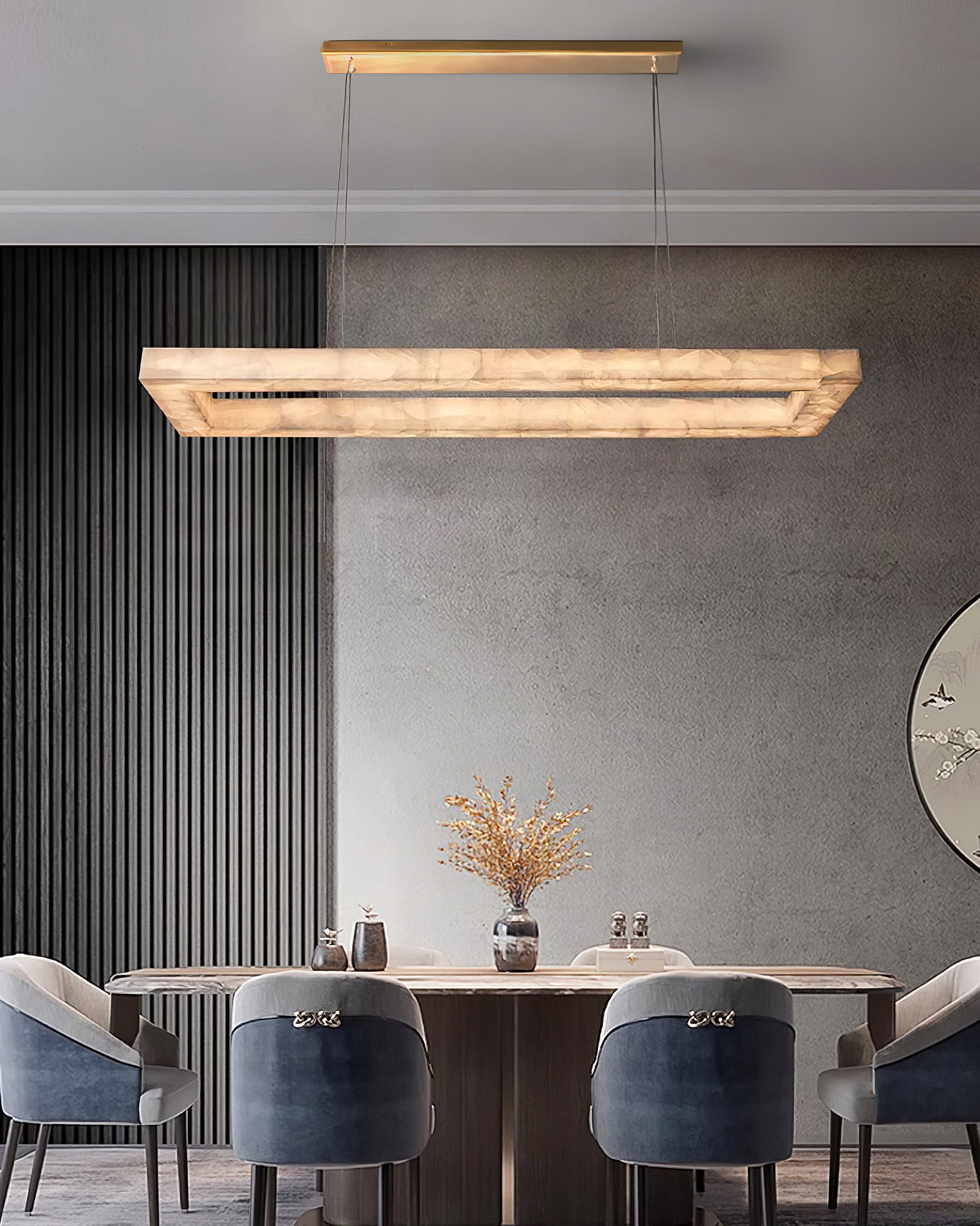 Triple Ring Alabaster Pendant Light - view 3 | Liootrlamp