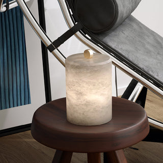 Cylindrical Alabaster Table Lamp