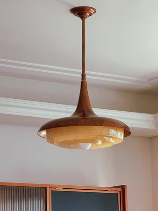 Mid-Century Wood Pendant Light