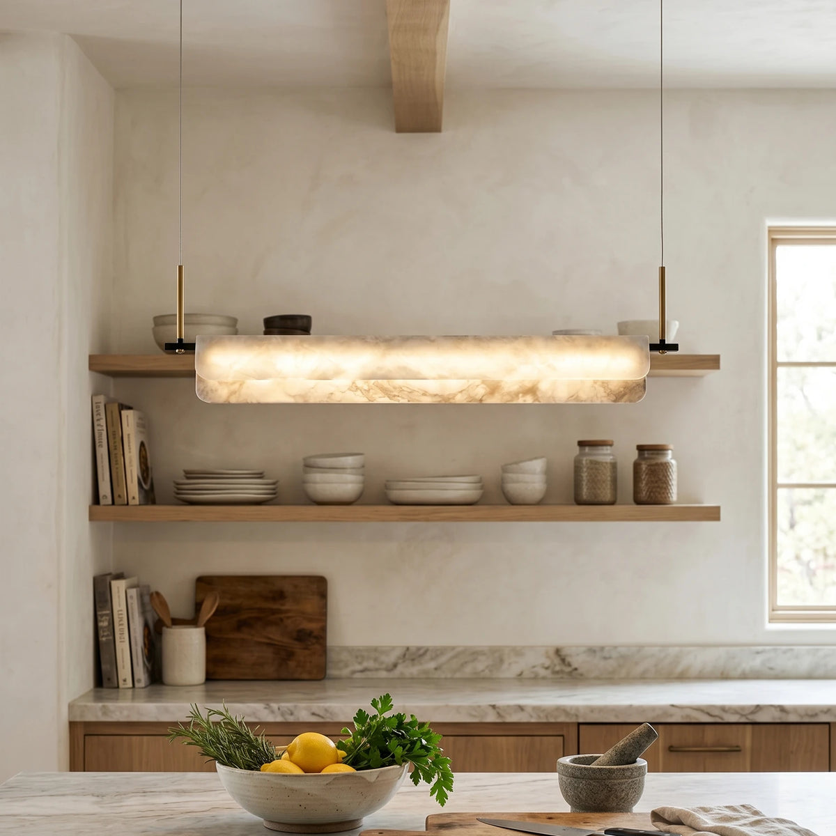 Alabaster Art Linear Chandelier - view 5 | Liootrlamp