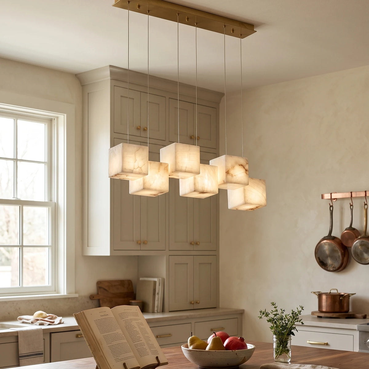 Alabaster Cube Box Chandelier - view 5 | Liootrlamp