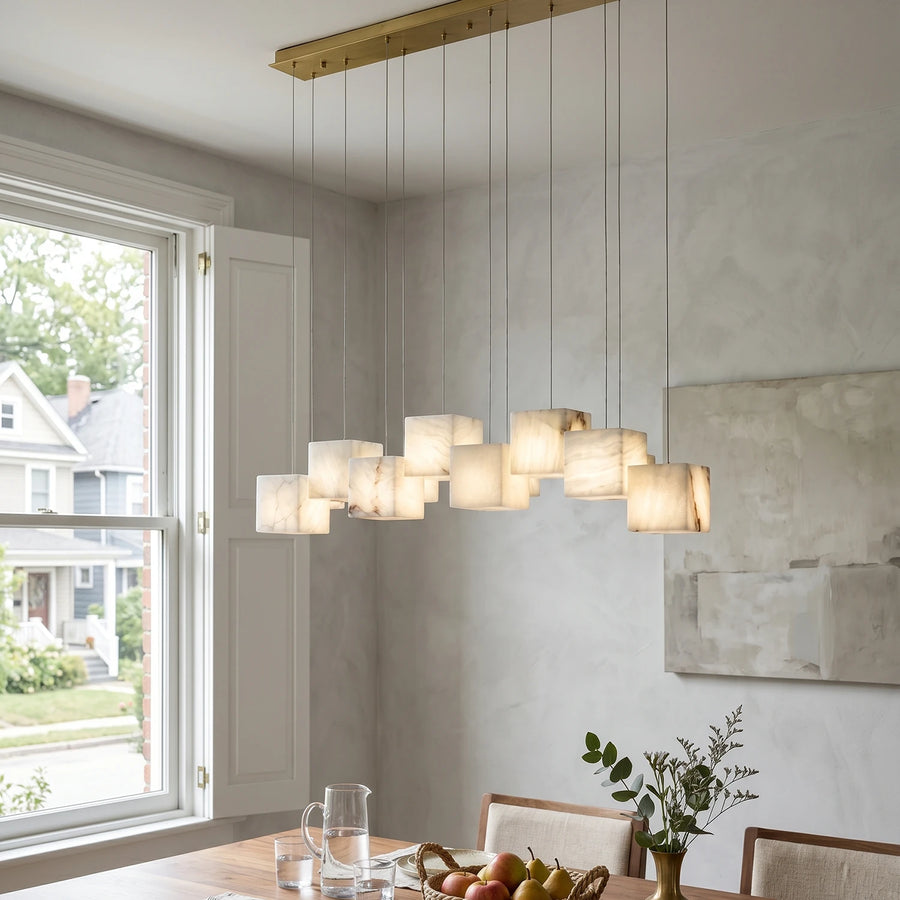 Alabaster Cube Box Chandelier