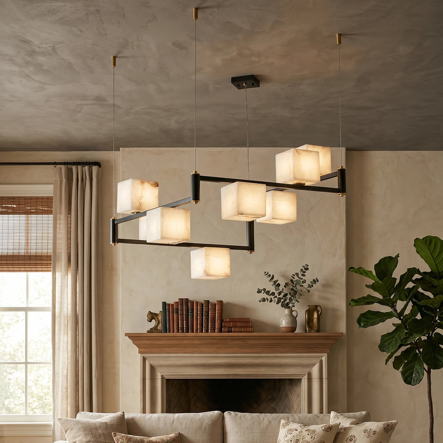 Alabaster Cubic Island Chandelier