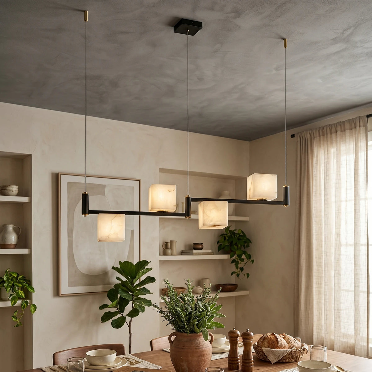 Alabaster Cubic Island Chandelier