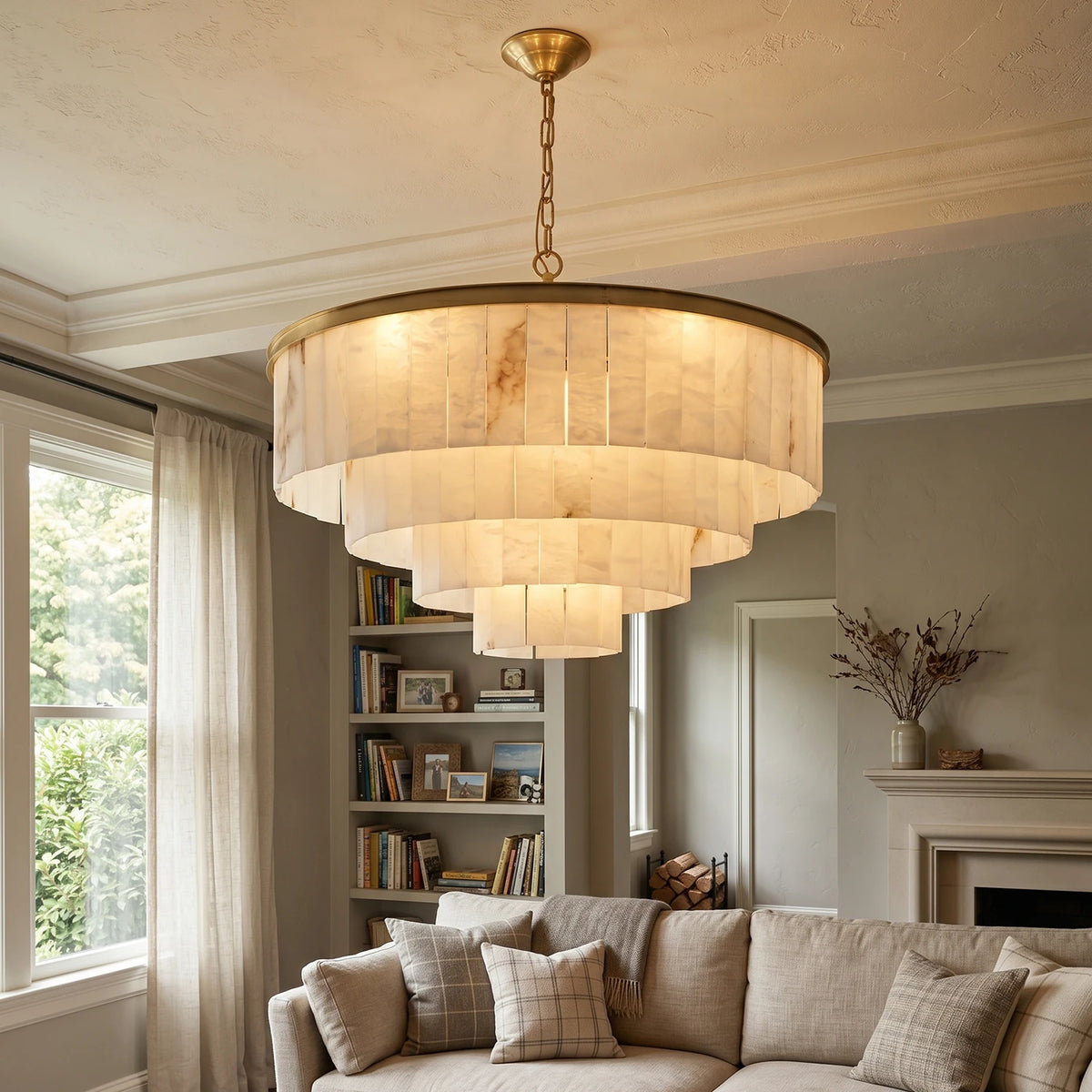 Alabaster Multi-Layered Circular Chandelier - view 3 | Liootrlamp