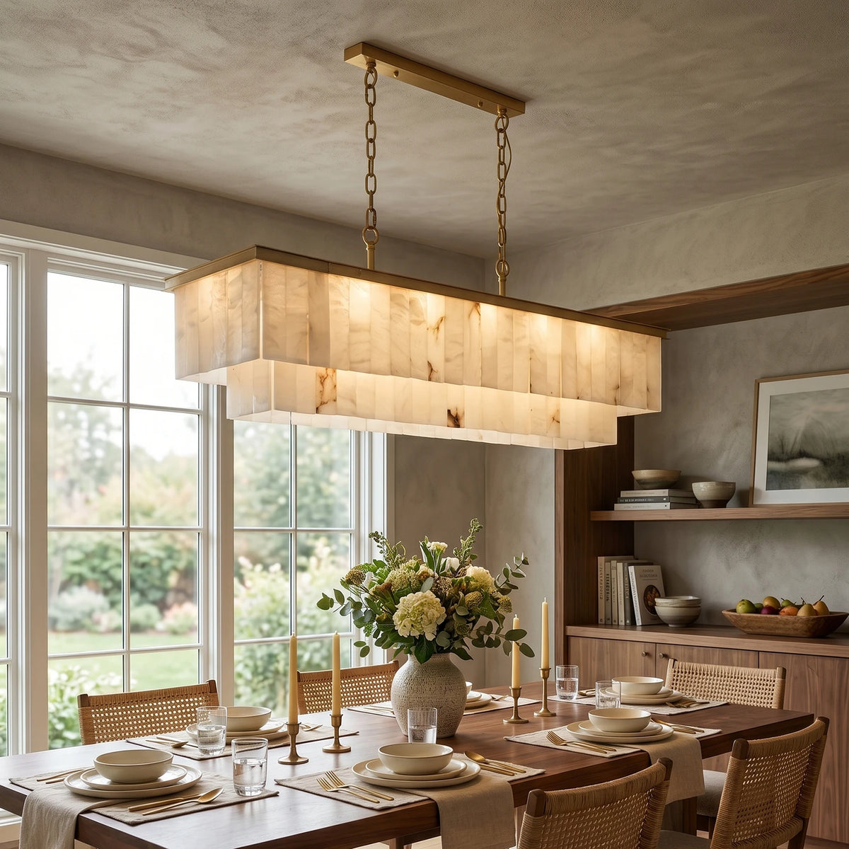 Alabaster Multi-Layered Circular Chandelier - view 4 | Liootrlamp