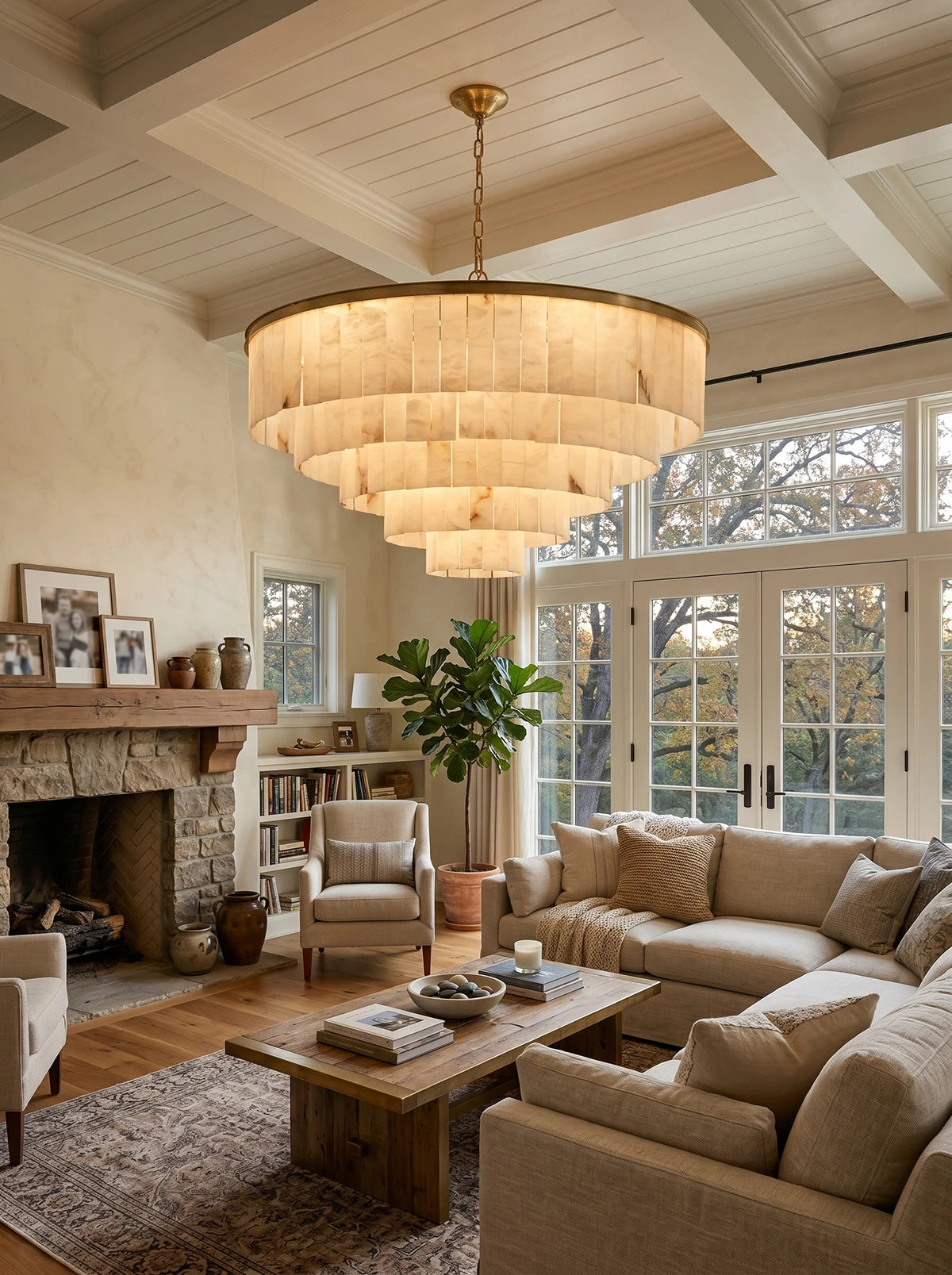 Alabaster Multi-Layered Circular Chandelier - view 17 | Liootrlamp