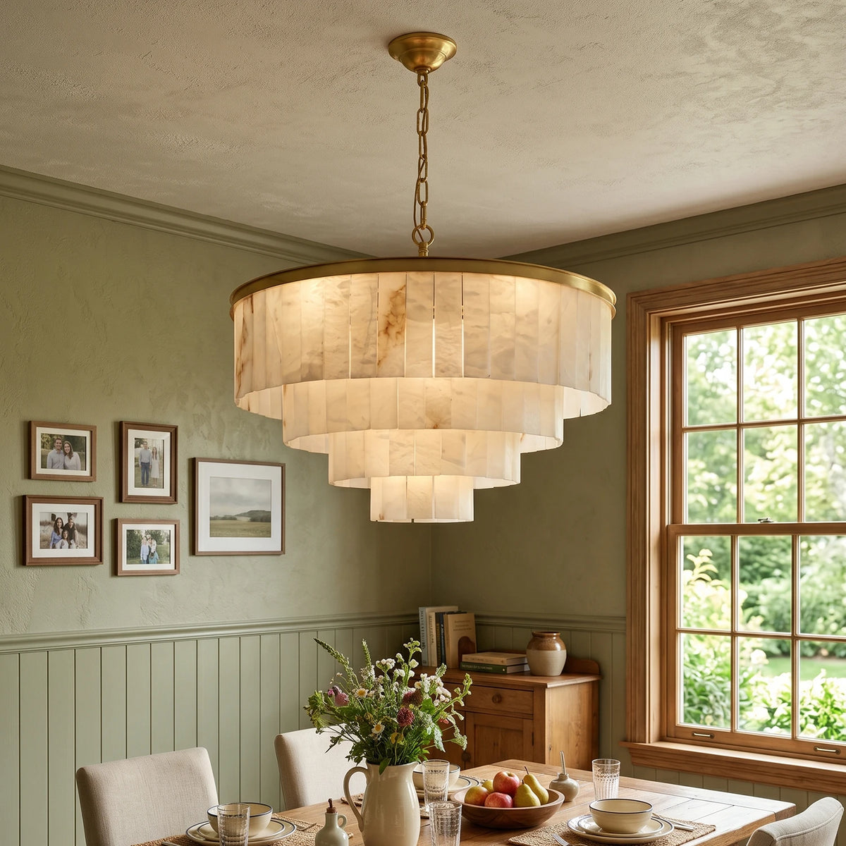 Alabaster Multi-Layered Circular Chandelier - view 6 | Liootrlamp