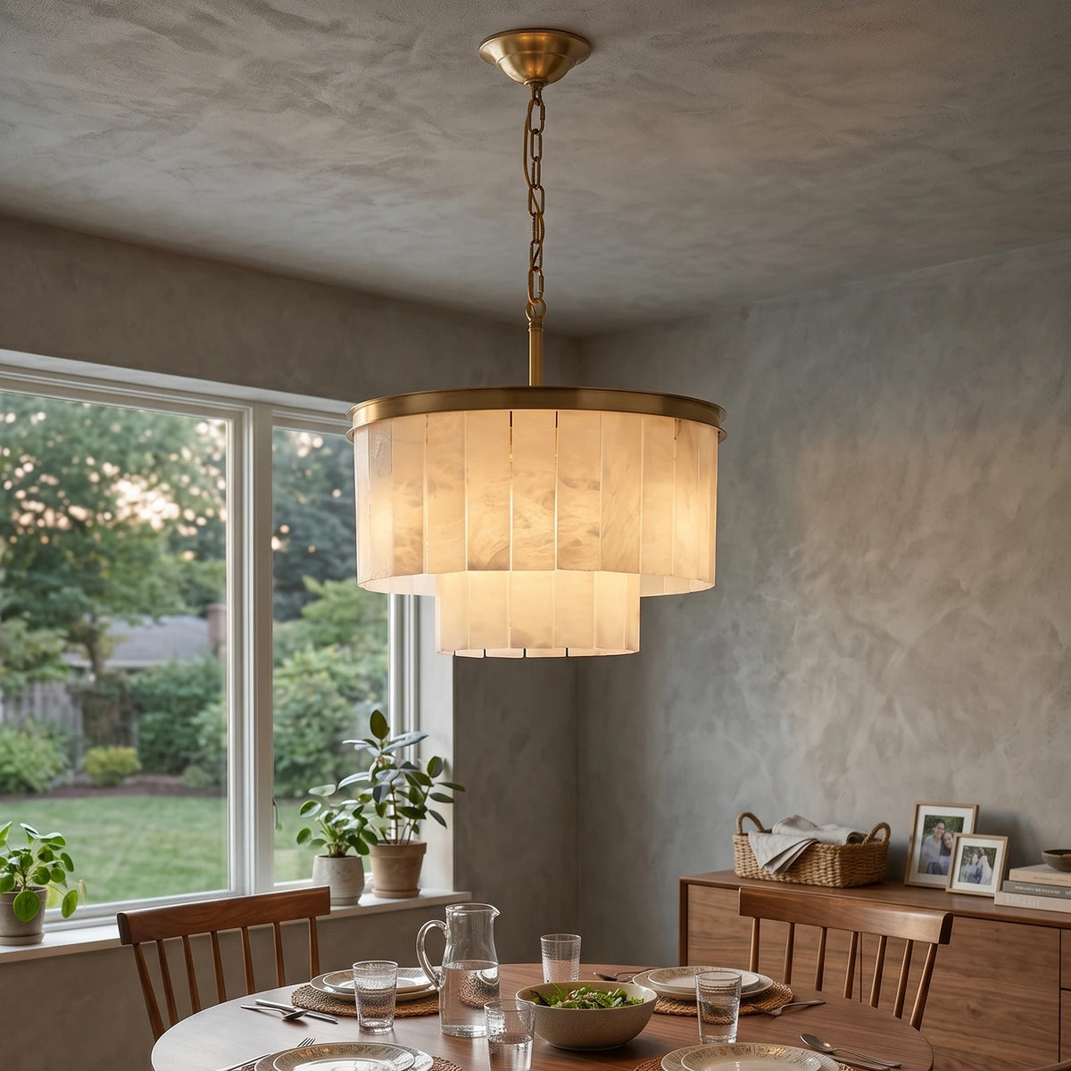 Alabaster Multi-Layered Circular Chandelier - view 5 | Liootrlamp