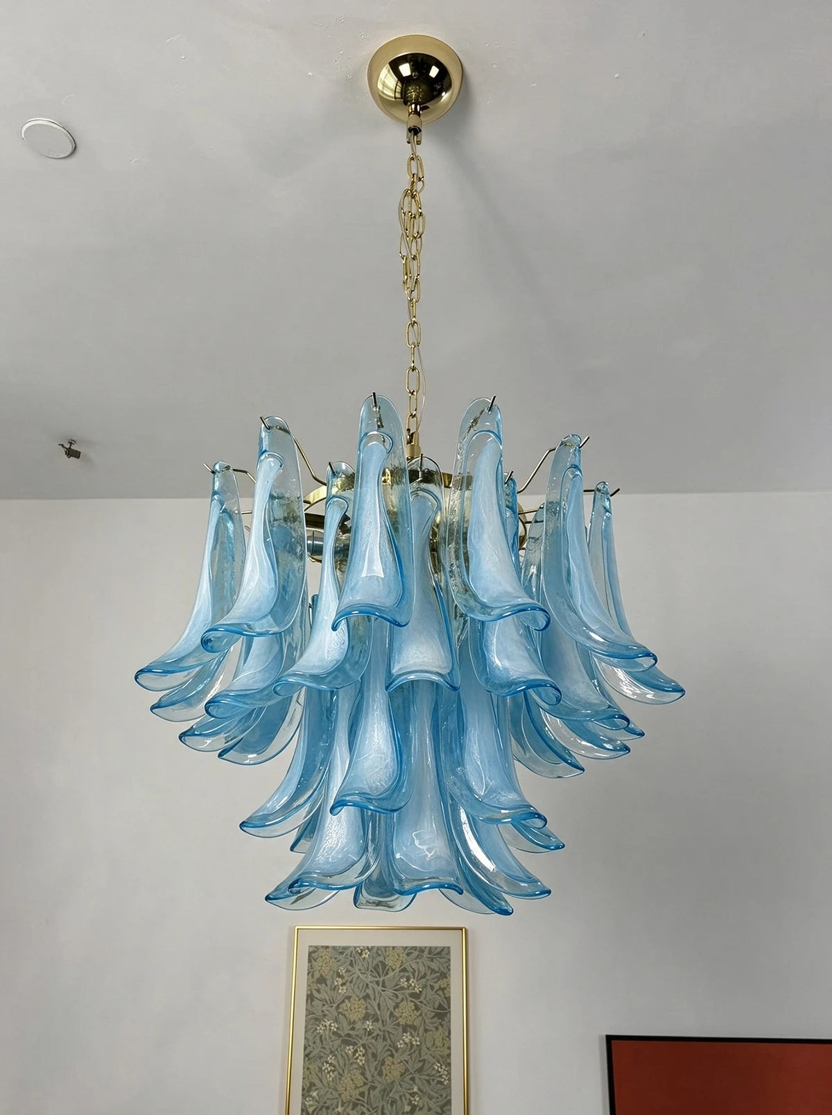 Aqualisse Blue Glass Petal Chandelier