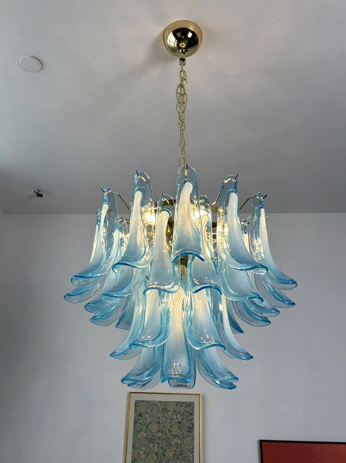 Aqualisse Blue Glass Petal Chandelier