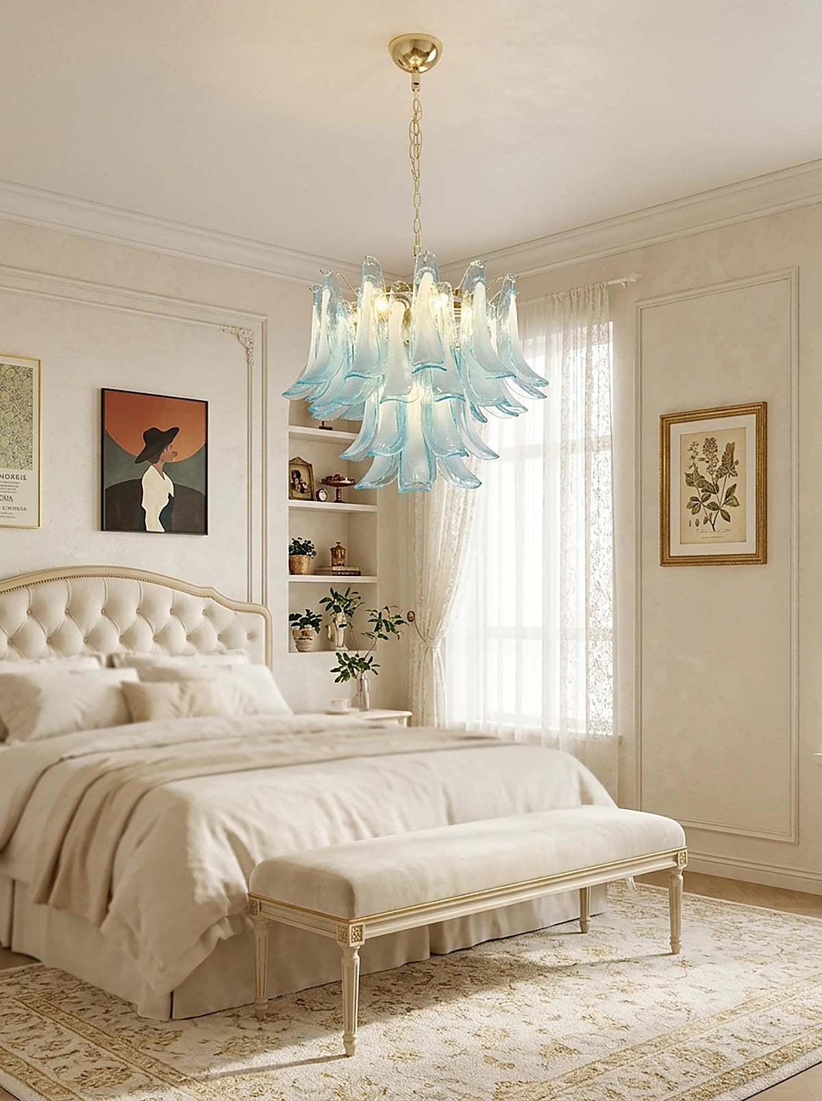 Aqualisse Blue Glass Petal Chandelier