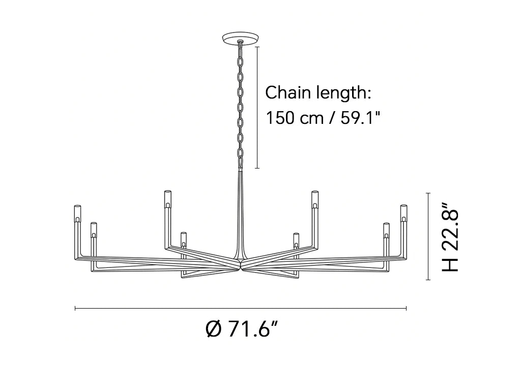 Dimensions of the ثريا شموع من النحاس المطروق من آشكومب