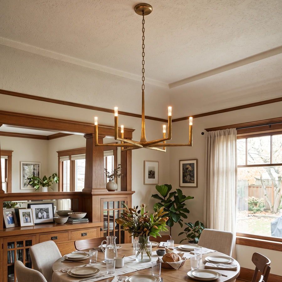 Ashcombe Hammered Brass Candle Chandelier