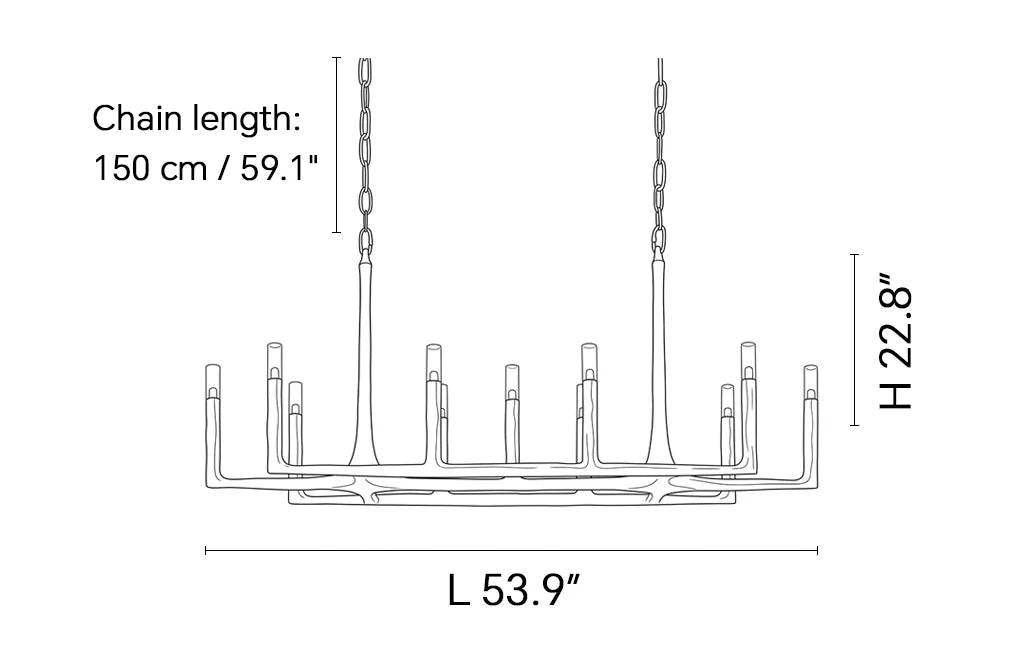 Dimensions of the ثريا شموع من النحاس المطروق من آشكومب