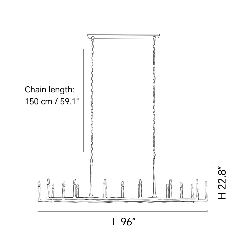 Dimensions of the ثريا شموع من النحاس المطروق من آشكومب