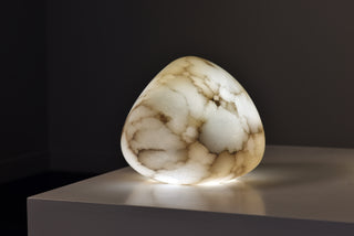 Egg-Shaped Alabaster Table Lamp