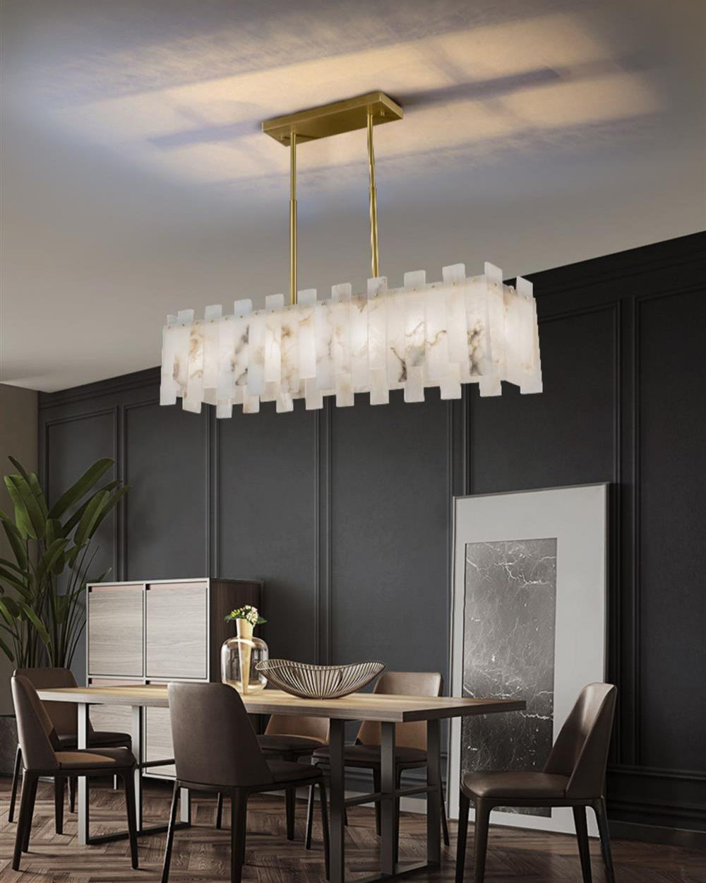 Rectangular Alabaster Chandelier - view 10 | Liootrlamp