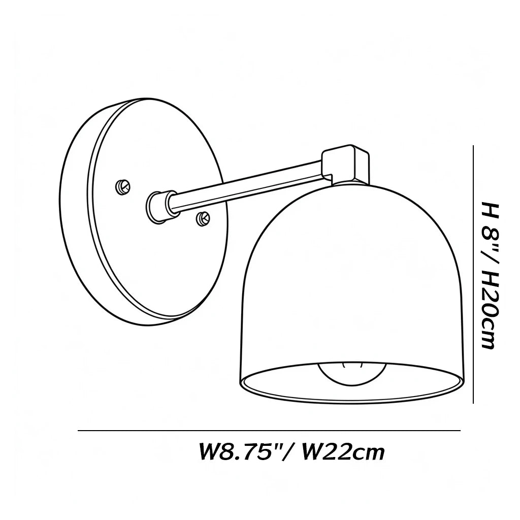 Dimensions of the Bellora Black & Cream Dome Wall Light