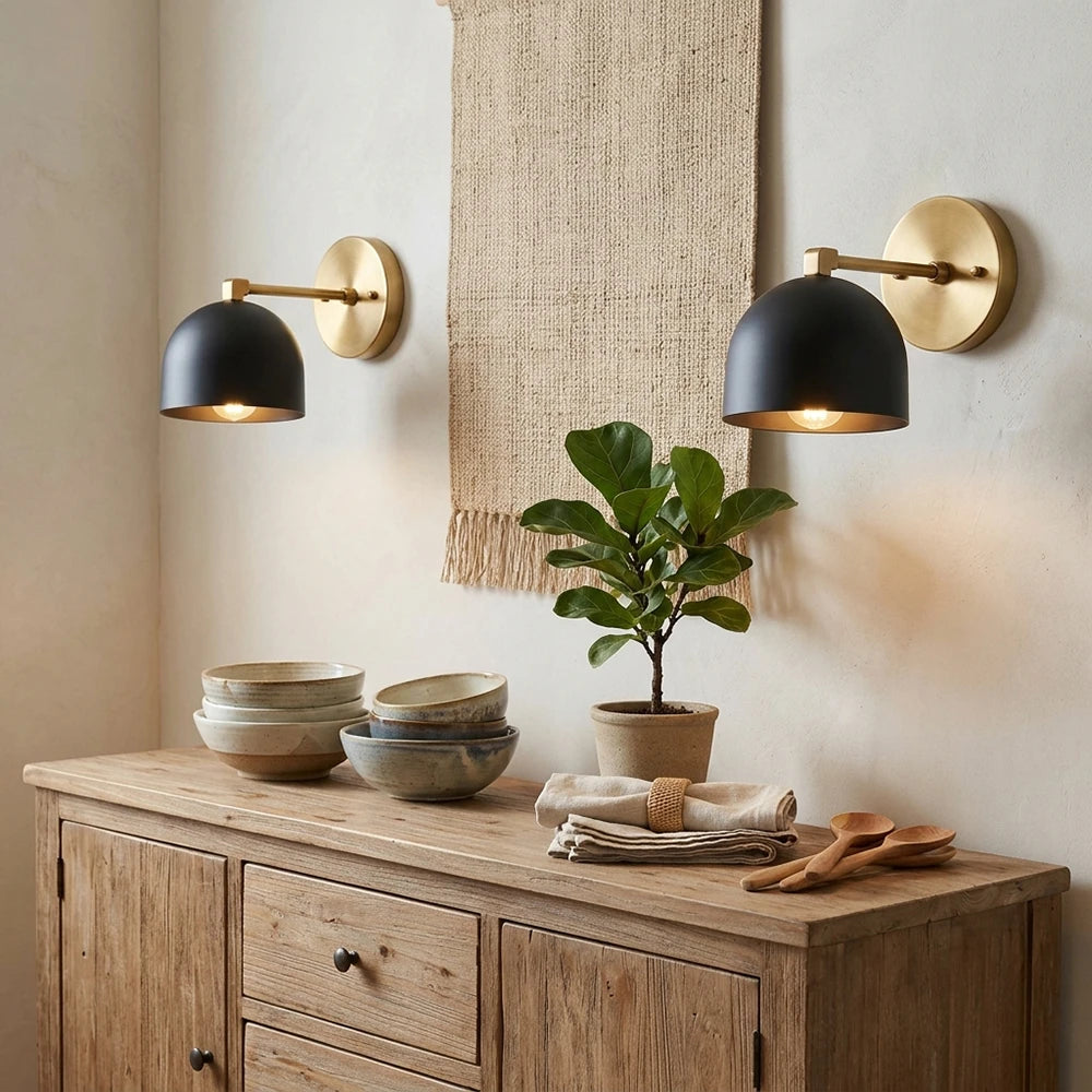 Bellora Black & Cream Dome Wall Light