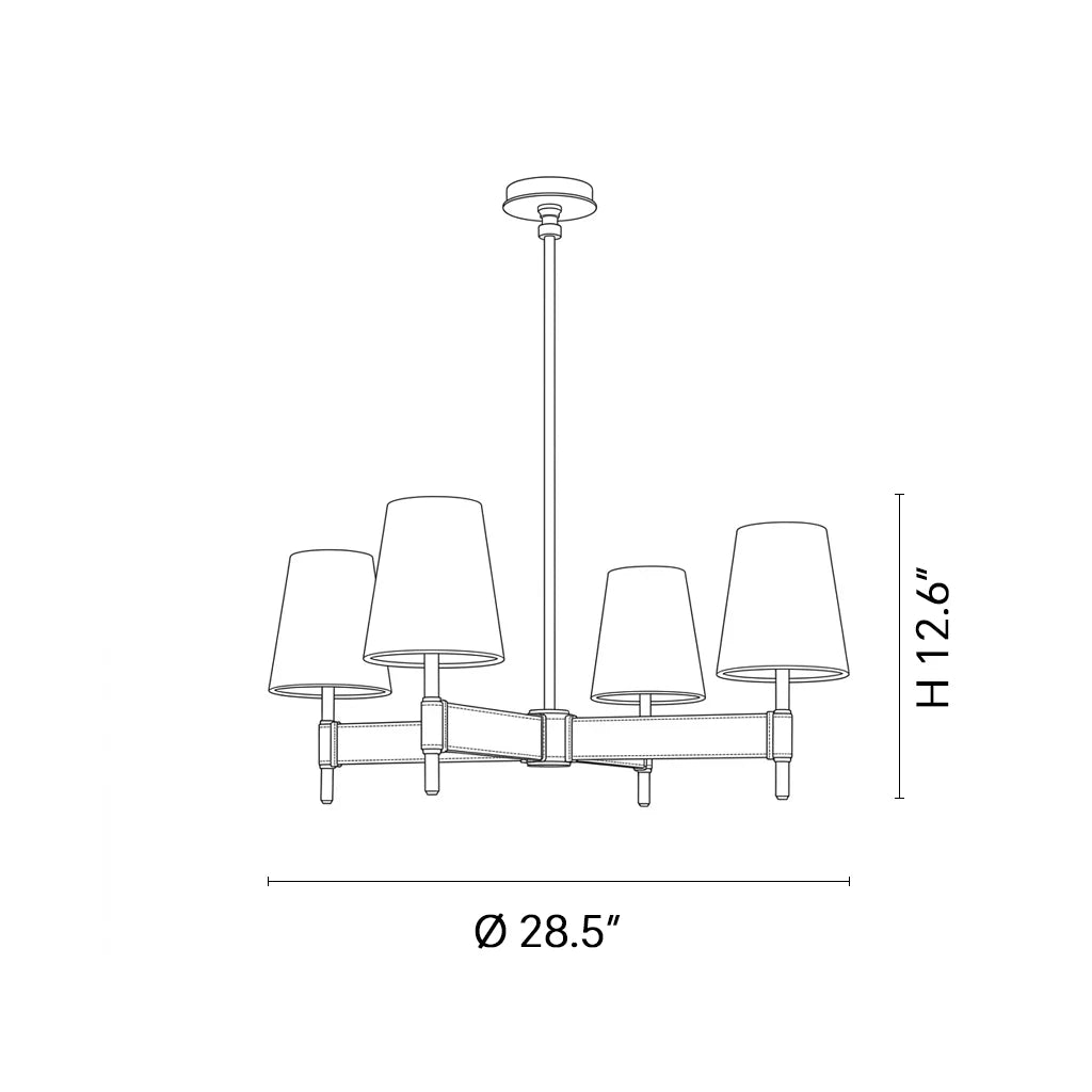 Dimensions of the Bridlewood Round Linear Leather Chandelier