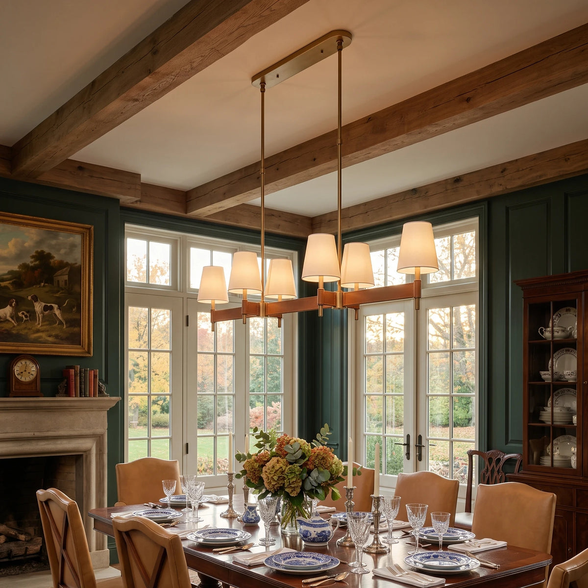 Bridlewood Round Linear Leather Chandelier