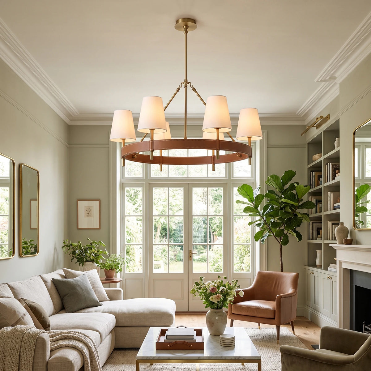 Bridlewood Round Linear Leather Chandelier