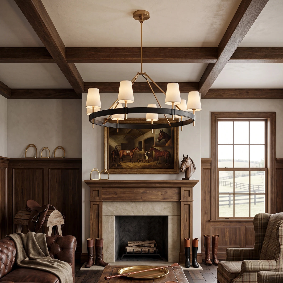 Bridlewood Round Linear Leather Chandelier