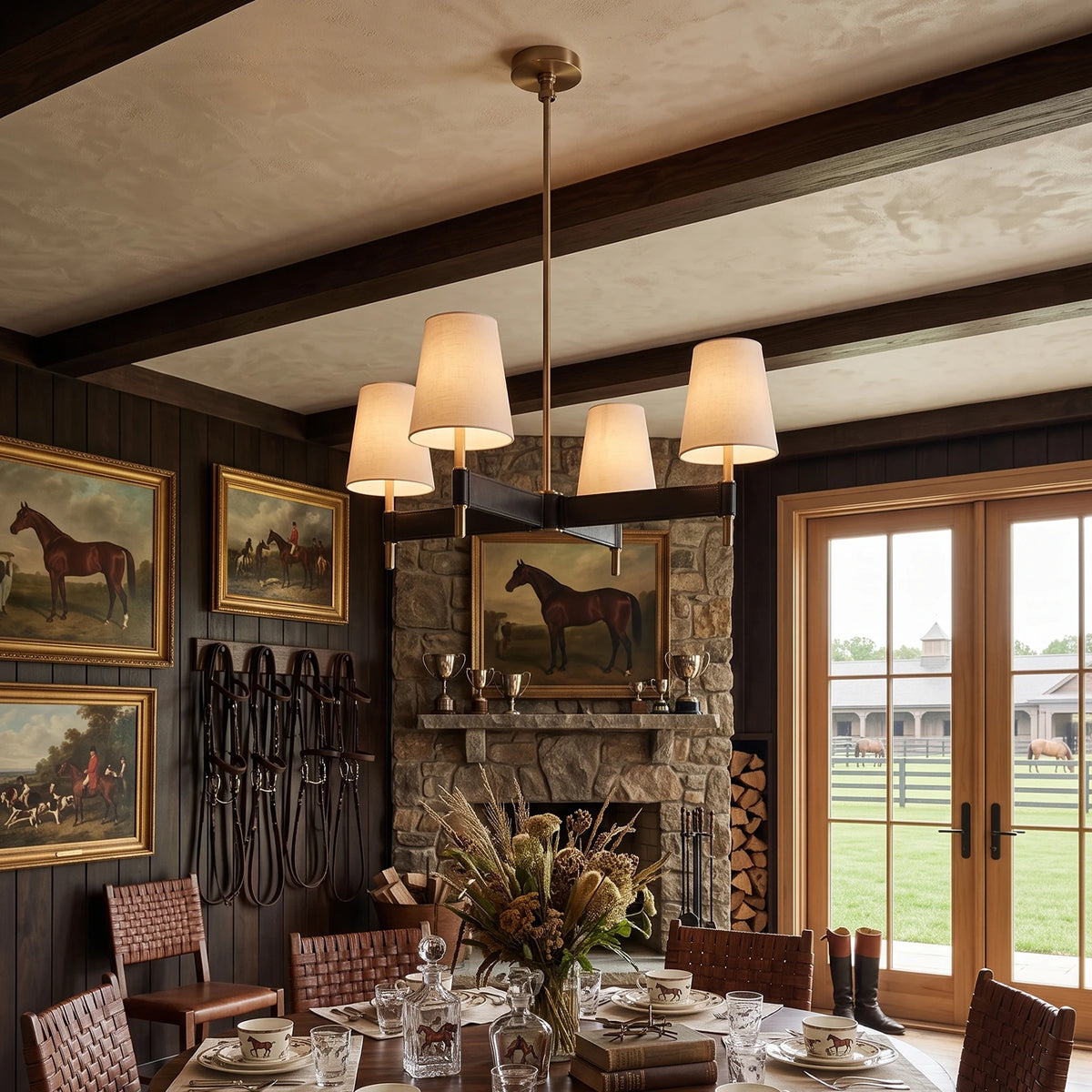 Bridlewood Round Linear Leather Chandelier