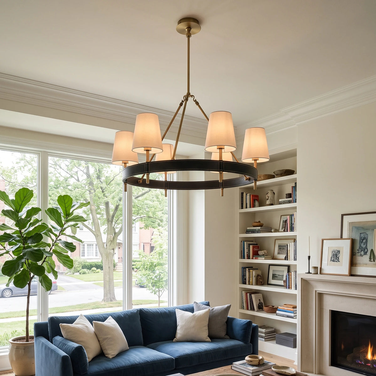 Bridlewood Round Linear Leather Chandelier