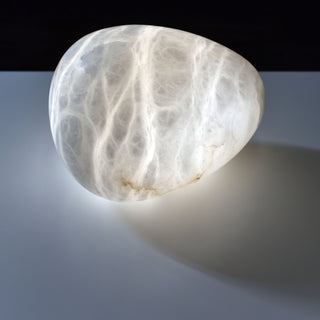 Egg-Shaped Alabaster Table Lamp