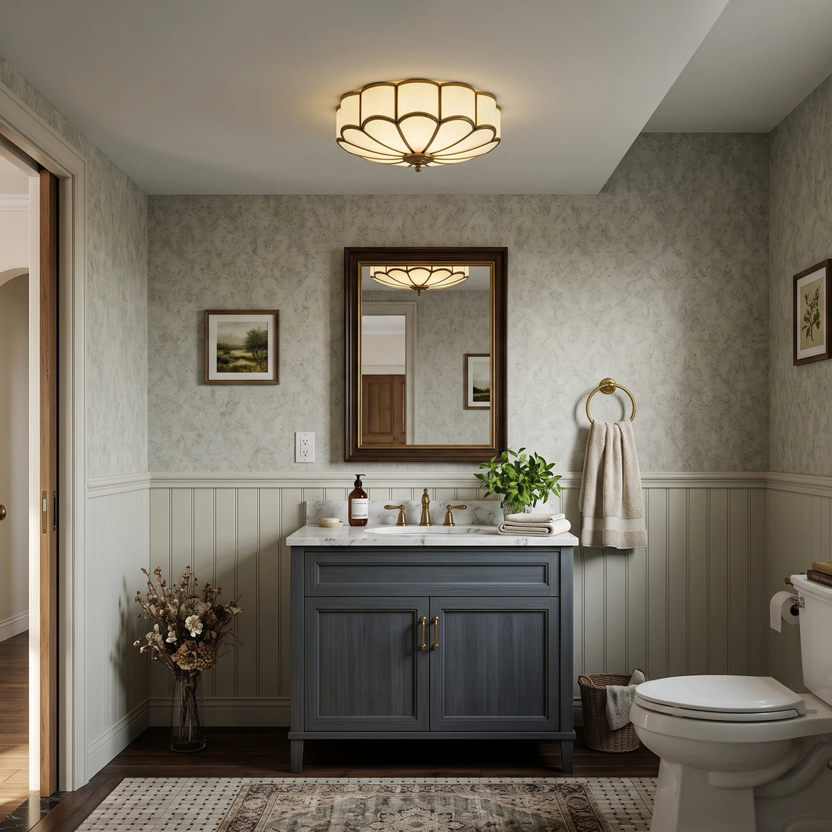 Camellia Glass Flush Mount Ceiling Light