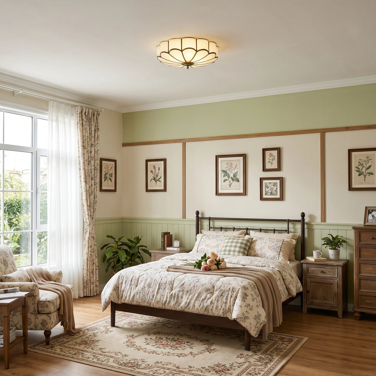 Camellia Glass Flush Mount Ceiling Light