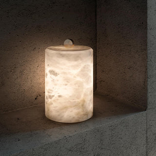 Cylindrical Alabaster Table Lamp