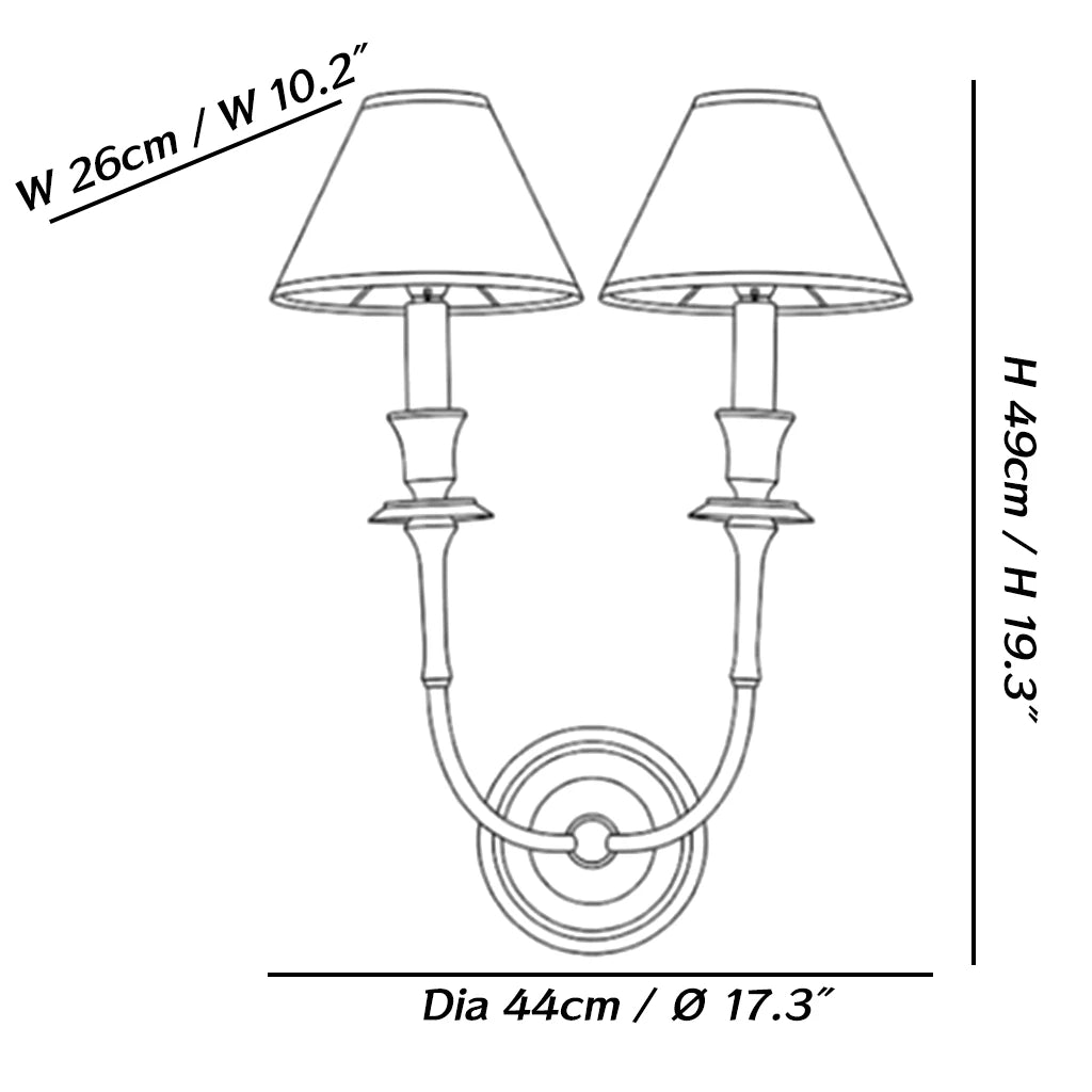 Dimensions of the مصباح حائط أسود من كليرمونت ذو غطاء مدبب