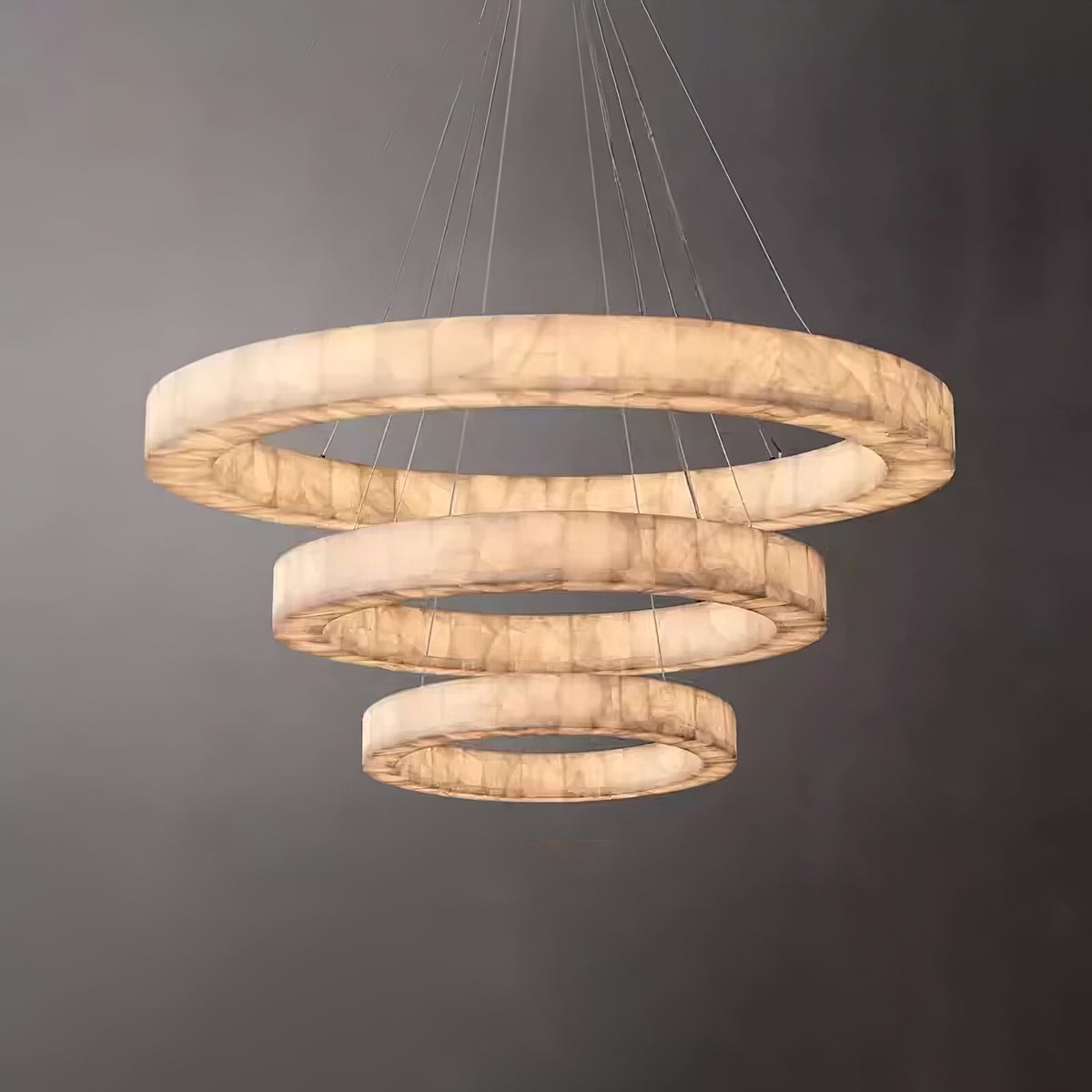 Triple Ring Alabaster Pendant Light - view 28 | Liootrlamp