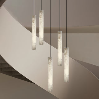 Slim Alabaster Cylinder Pendant Light