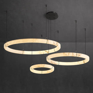 Modern Triple Ring Alabaster Pendant Light