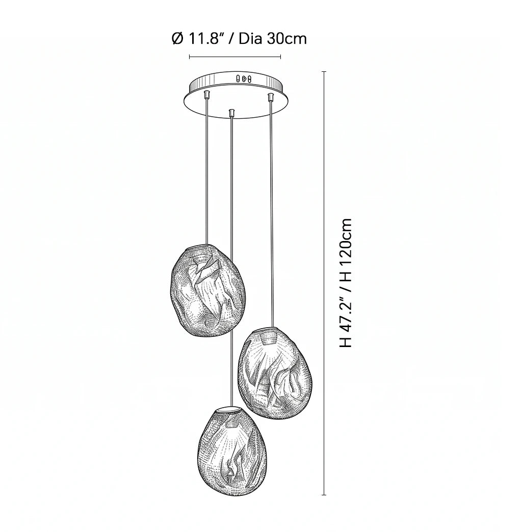 Dimensions of the Driftstone Textured Glass Cluster Chandelier