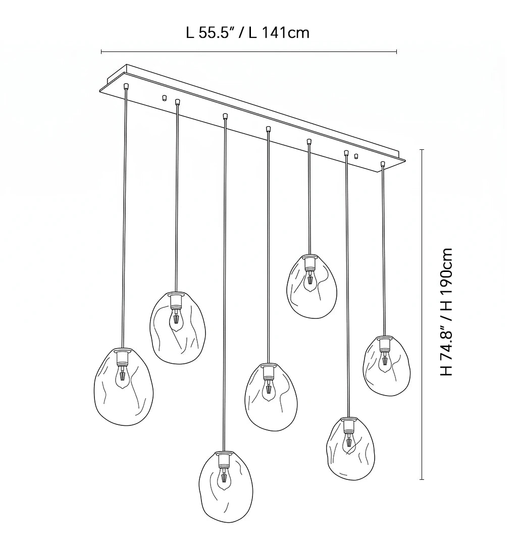 Dimensions of the Driftstone Textured Glass Cluster Chandelier
