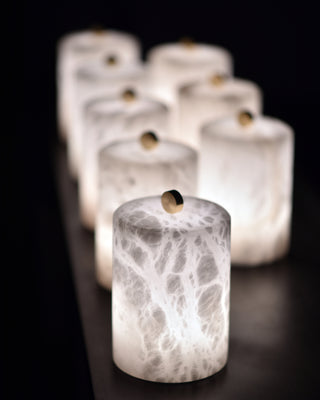 Cylindrical Alabaster Table Lamp