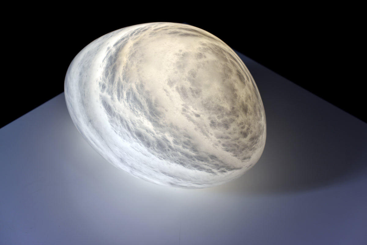 Egg-Shaped Alabaster Table Lamp
