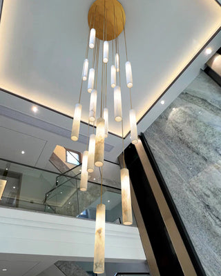 Slim Alabaster Cylinder Pendant Light