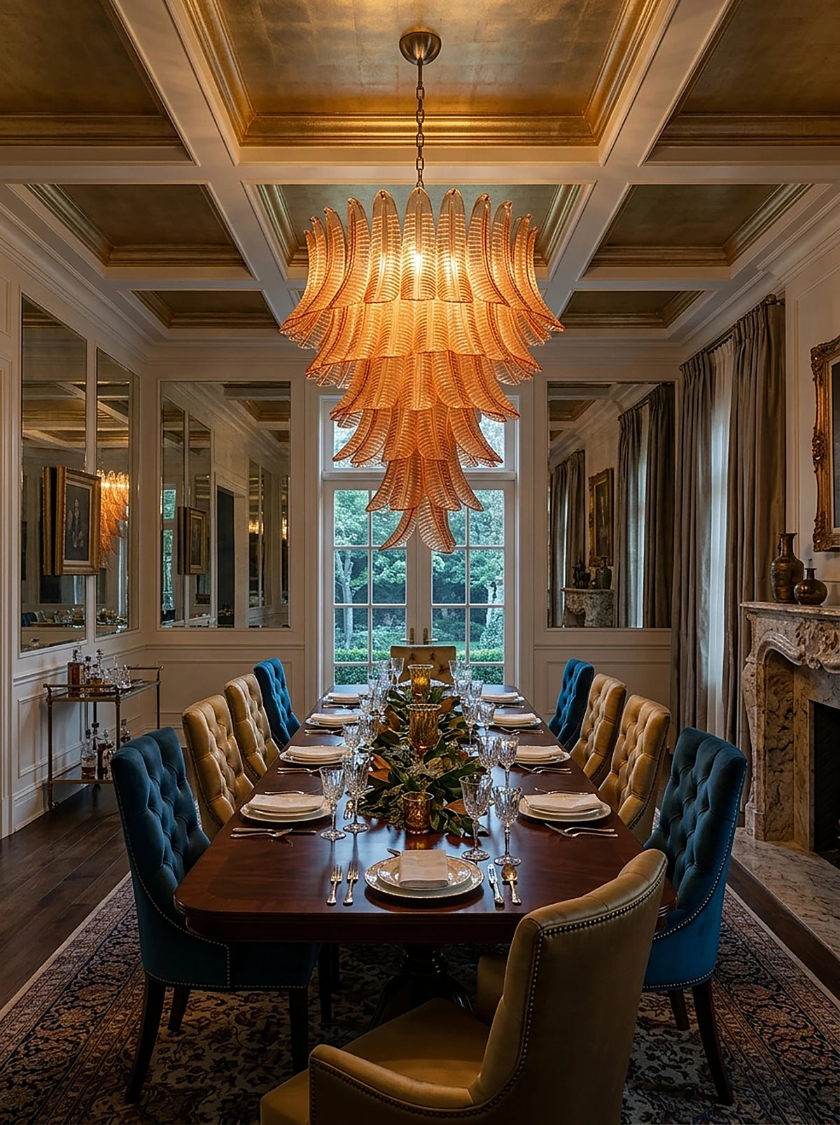 Fernelle Tiered Glass Leaf Chandelier