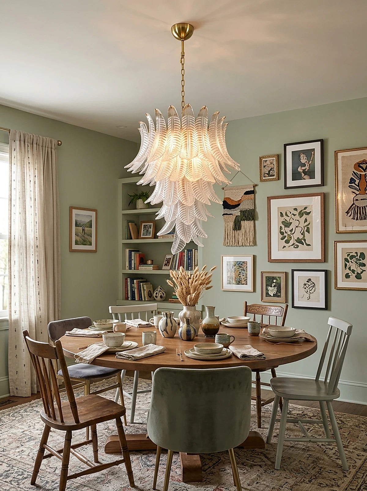 Fernelle Tiered Glass Leaf Chandelier