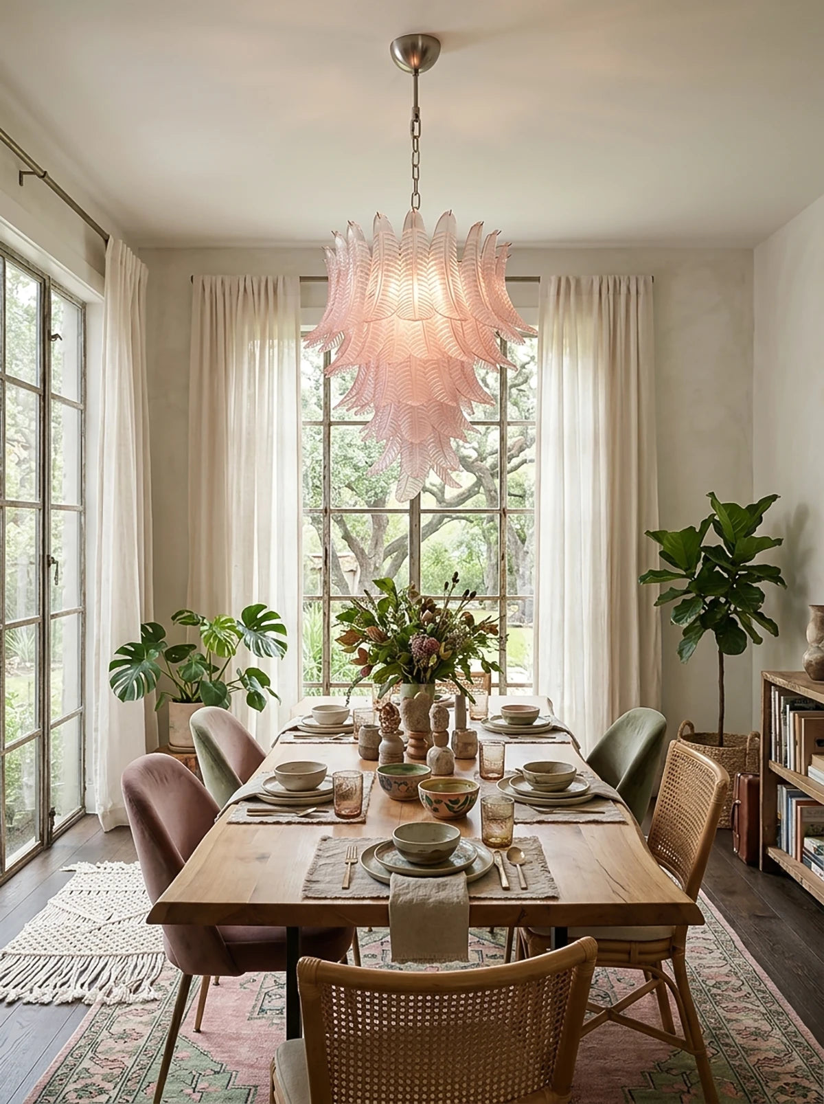 Fernelle Tiered Glass Leaf Chandelier