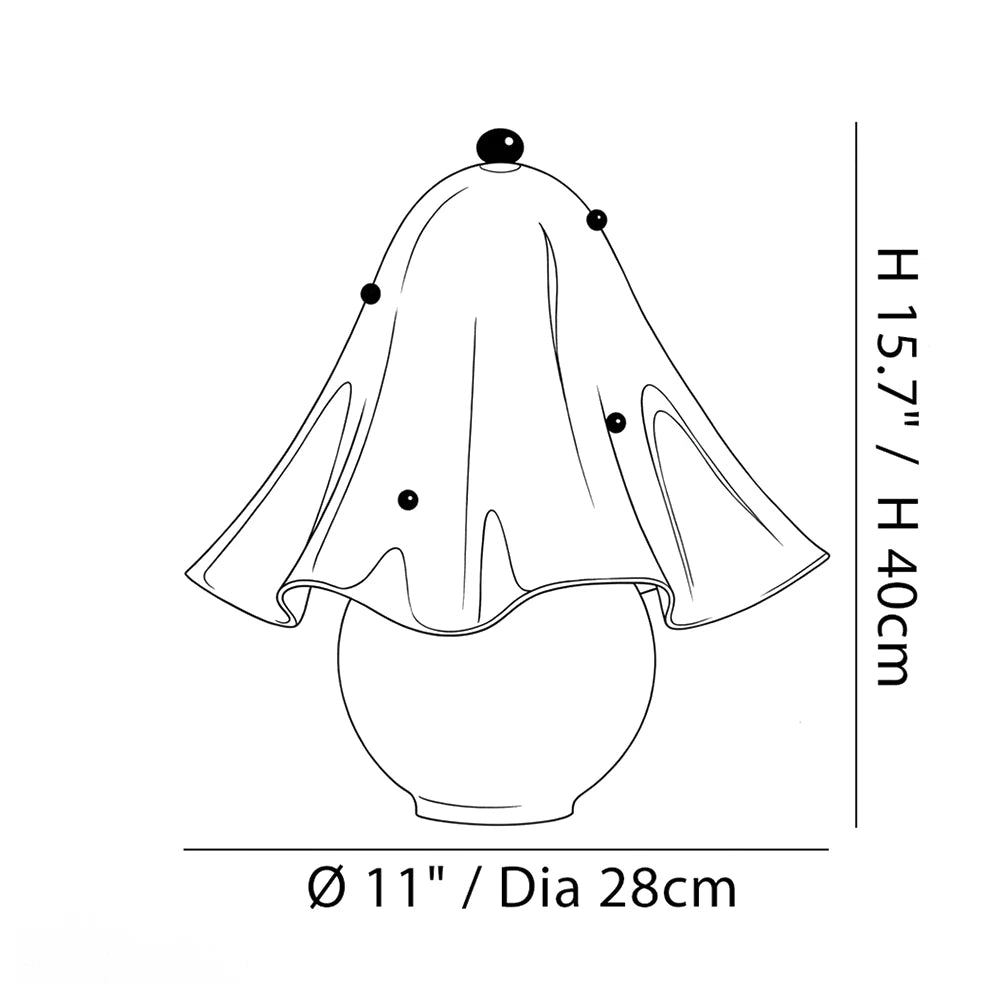 Dimensions of the Fiora Scalloped Mushroom Table Lamp