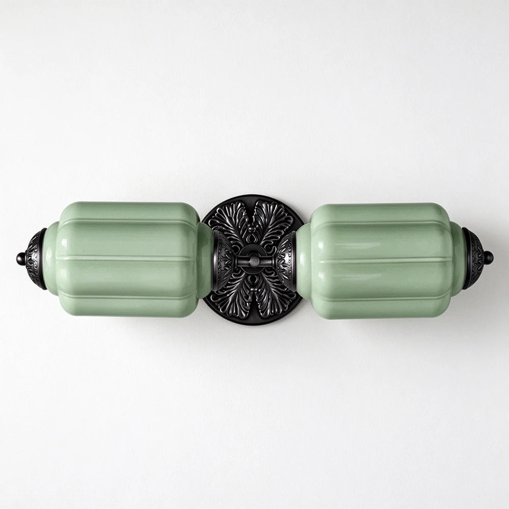 Florienne Vintage Double Wall Sconce with Ribbed Shades