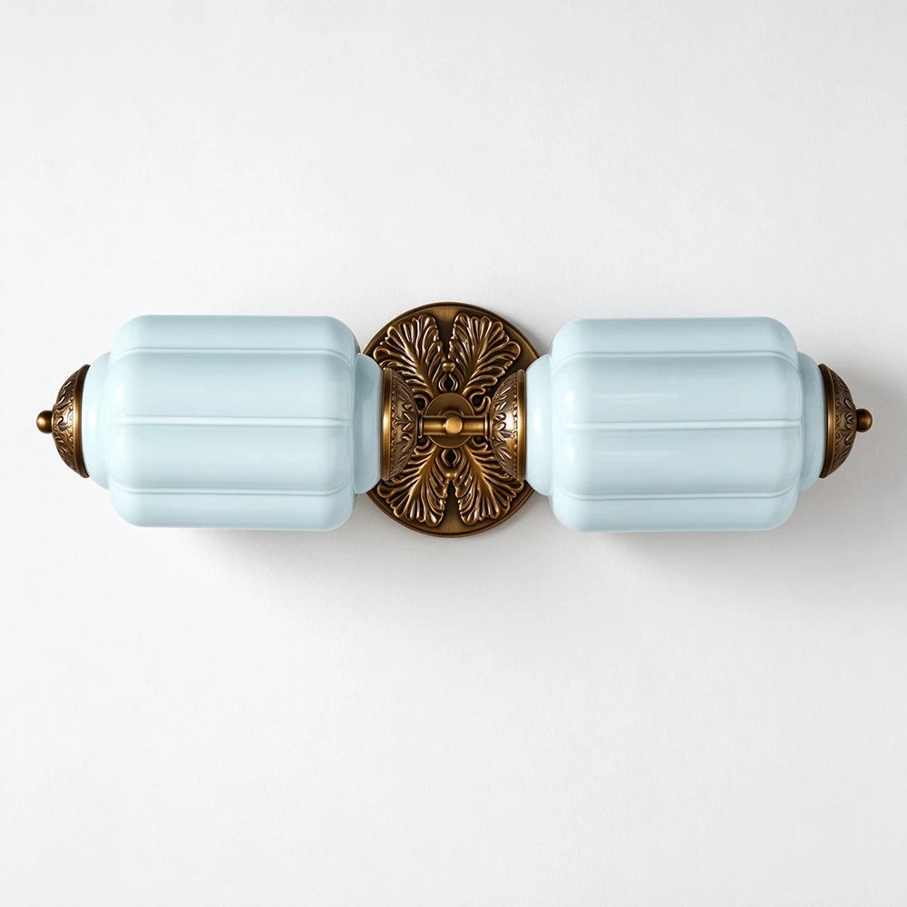 Florienne Vintage Double Wall Sconce with Ribbed Shades